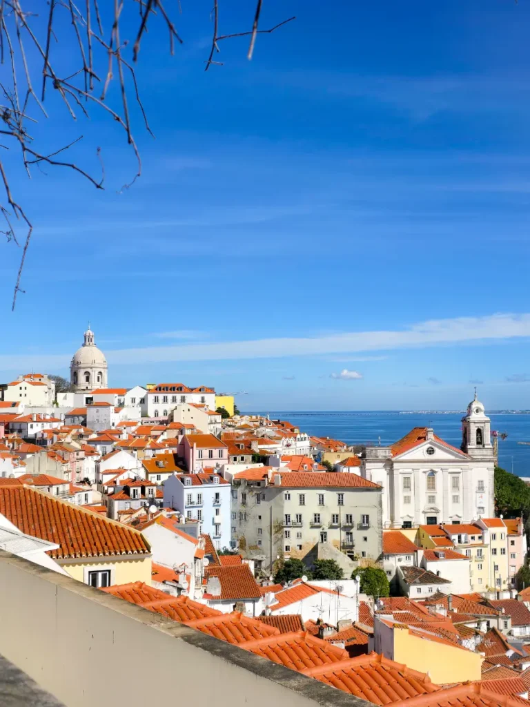 Panoramic view of Alfama rooftops and Tagus River – Lisbon Travel Guide photo showing the most scenic part of Lisbon.