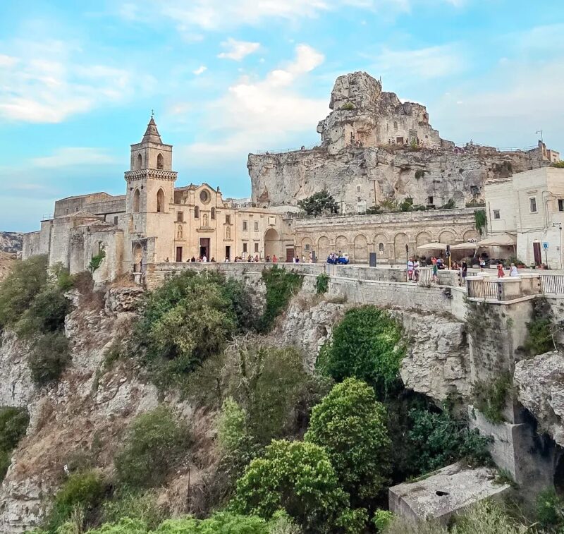 Rock church and stone buildings in Matera, Basilicata, Italy, part of matera travel guide and where to stay in matera